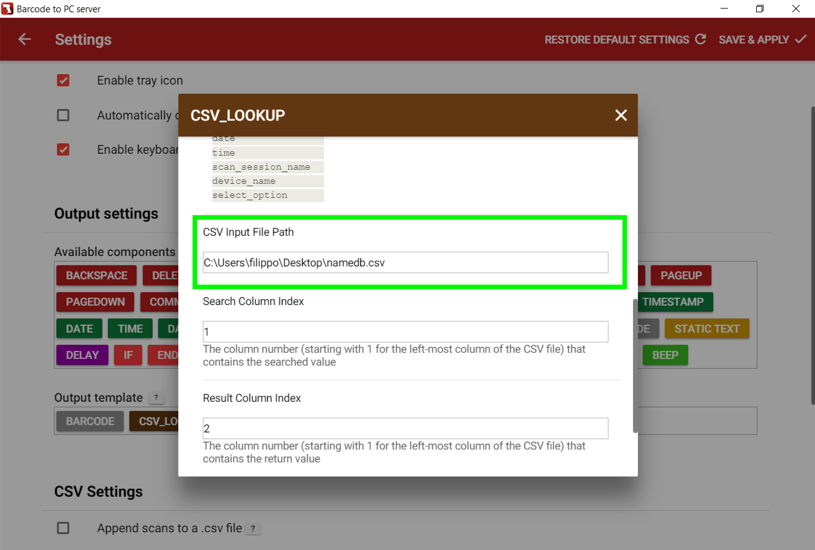 How To Use The Csvlookup Component Barcode To Pc 8798