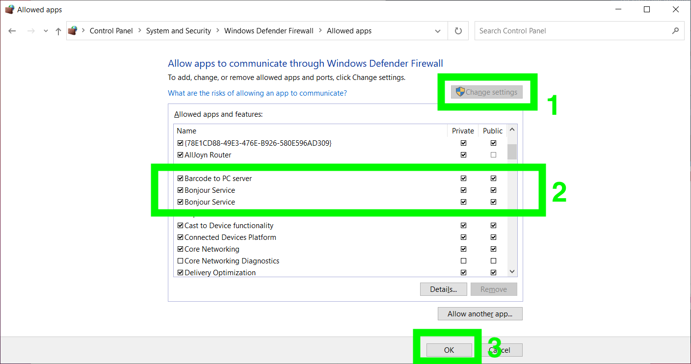 firewall settings